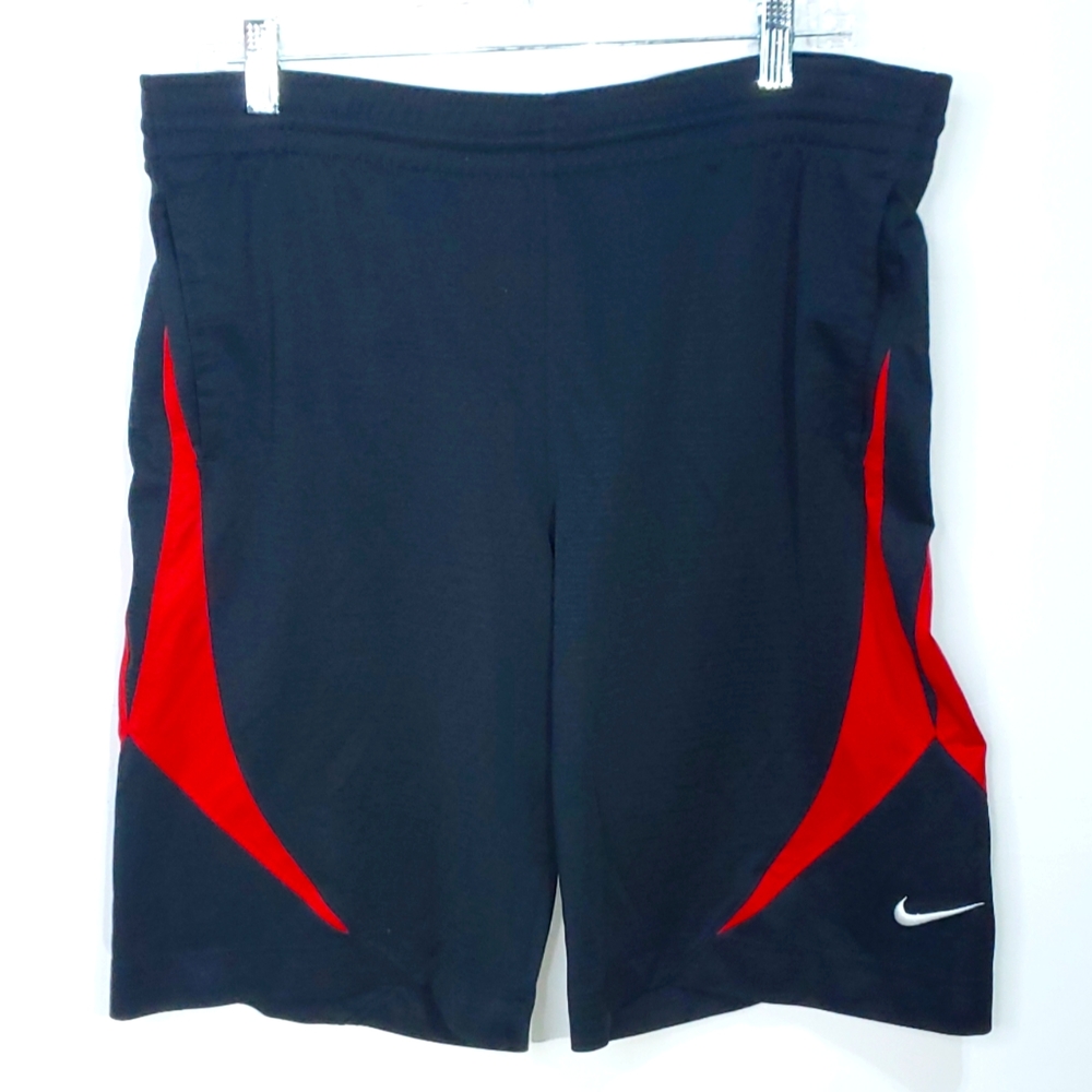 Men's Vintage Nike Black Red Basketball Shorts Small S Pockets Drawstring